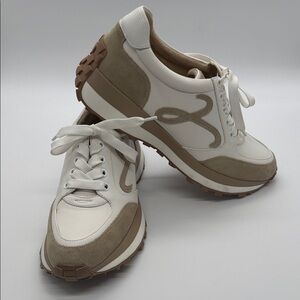 Vaneli White and Tan Suede Leather Sneakers NEOT